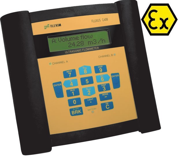 Přenosný, ultrazvukový průtokoměr pro plyny FLUXUS G608 Ex